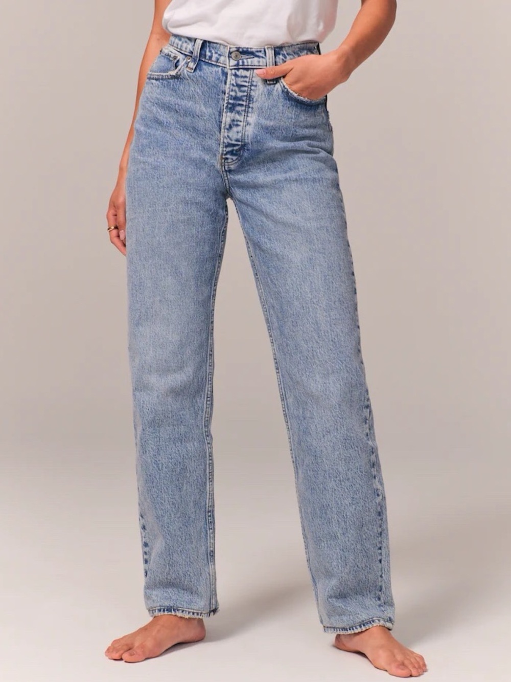 Abercrombie & Fitch The Dad High Rise Jeans Light Wash Size 26